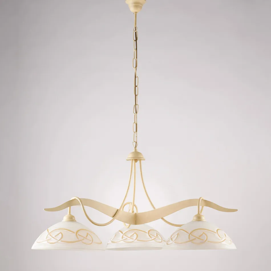 3-punktowy szklany metalowy żyrandol do oświetlenia wnętrz - Musca Viadurini