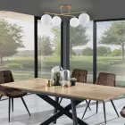 Żyrandol z metalu w kolorze metalicznego złota i 4 białych szklanych kulek - Wenecja Viadurini