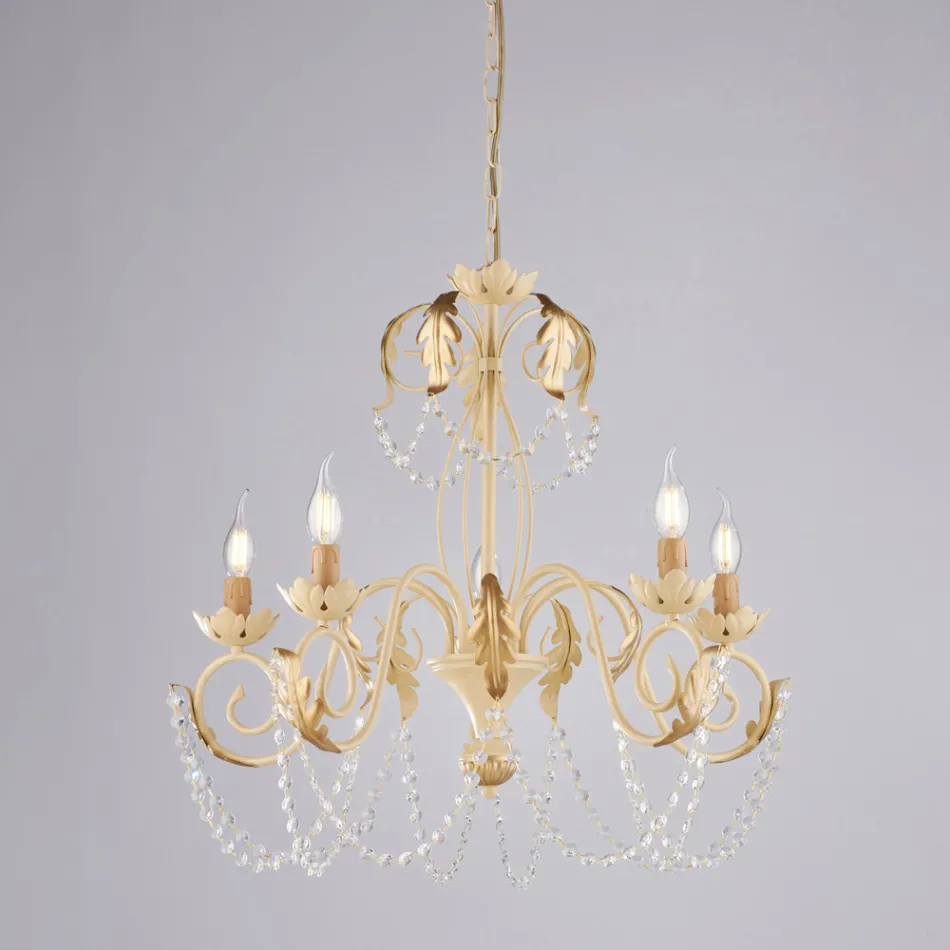 Metalowy żyrandol do jasnych i przytulnych wnętrz – Perla Viadurini