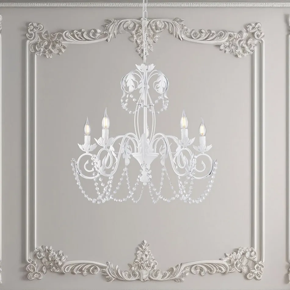 Metalowy żyrandol do jasnych i przytulnych wnętrz – Perla Viadurini