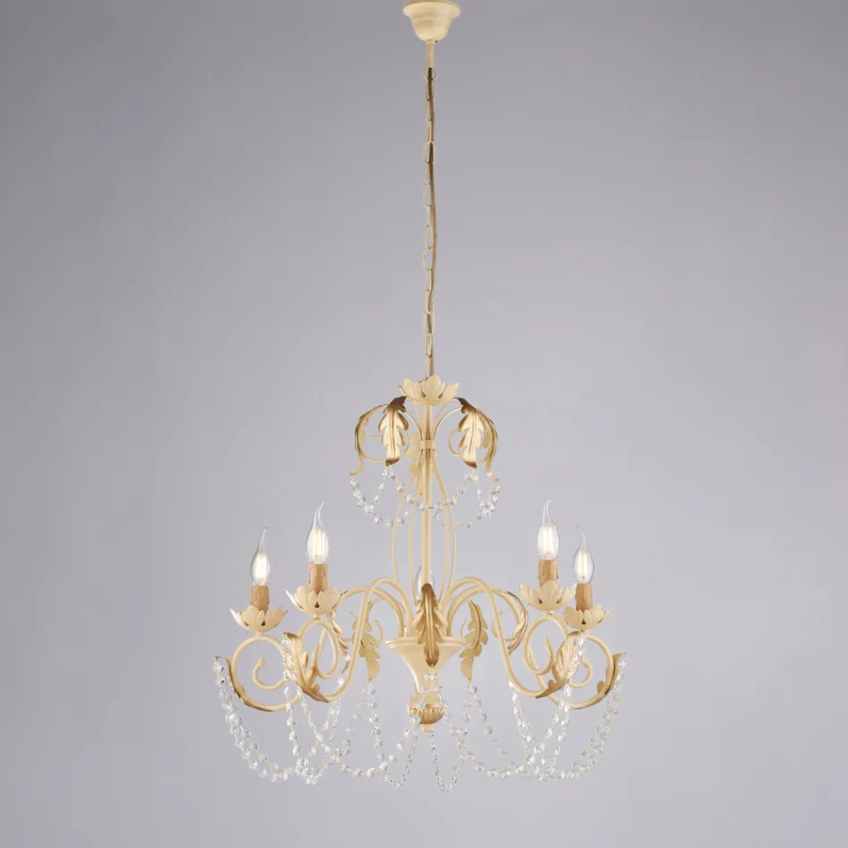 Metalowy żyrandol do jasnych i przytulnych wnętrz – Perla Viadurini