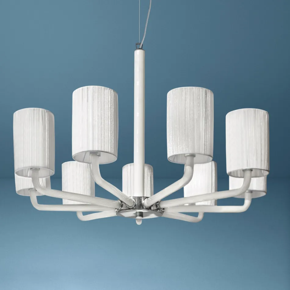 Żyrandol ze szkła i metalu weneckiego Ręcznie robiony we Włoszech - Graham Viadurini