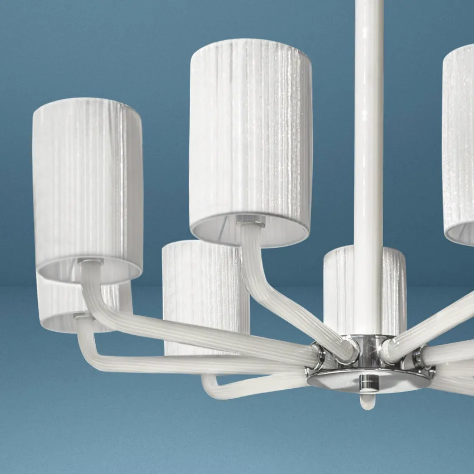 Żyrandol ze szkła i metalu weneckiego Ręcznie robiony we Włoszech - Graham Viadurini