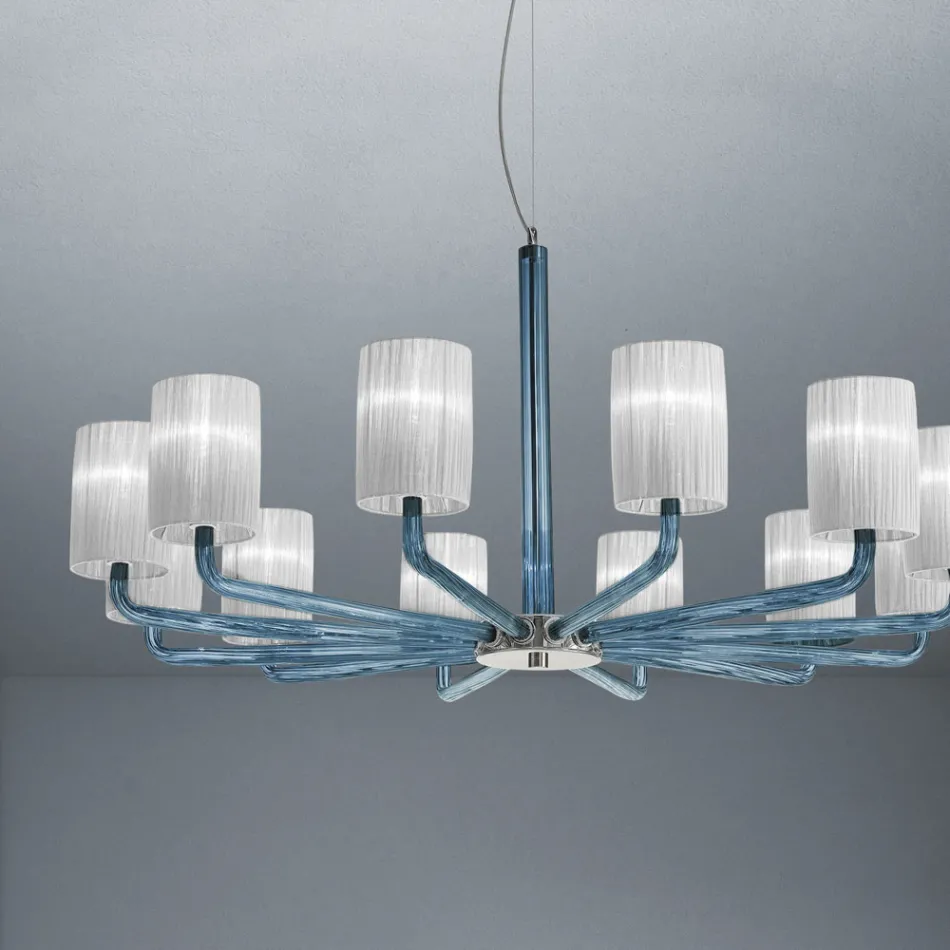 Żyrandol ze szkła i metalu weneckiego Ręcznie robiony we Włoszech - Graham Viadurini