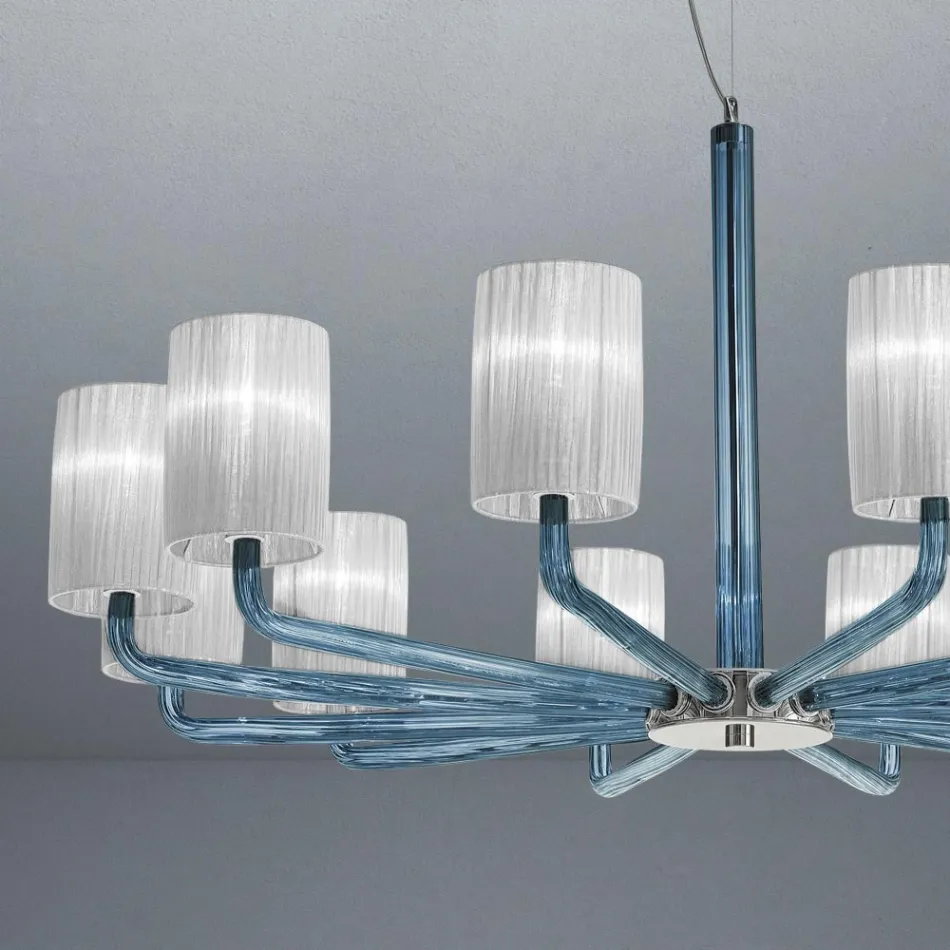 Żyrandol ze szkła i metalu weneckiego Ręcznie robiony we Włoszech - Graham Viadurini