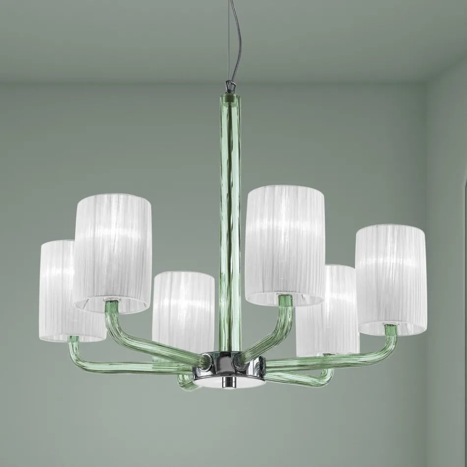 Żyrandol ze szkła i metalu weneckiego Ręcznie robiony we Włoszech - Graham Viadurini
