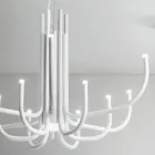 Żyrandol LED z 13 światłami w kolorze białym, czarnym lub złotym lakierowanym metalem - Scorpio Viadurini