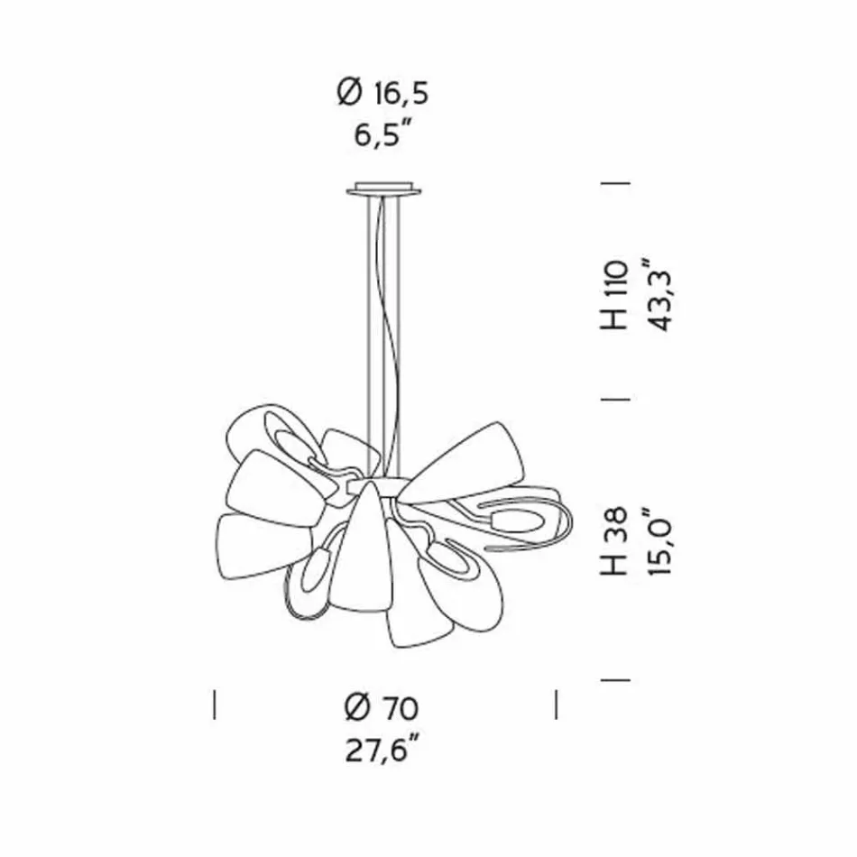 Nowoczesny żyrandol z 12 lampkami ze szkła weneckiego, wyprodukowany we Włoszech - Diamonique Viadurini