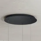 Nowoczesny żyrandol o geometrycznych kształtach z metalu i sztucznej skóry - cyprys Viadurini