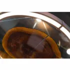 Nowoczesny żyrandol ze stali i szkła z drewnianą wkładką Made in Italy - Seul Viadurini