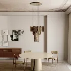 Velis - Elegancko zaprojektowany, nowoczesny żyrandol ze szkła topionego wyprodukowany we Włoszech Viadurini
