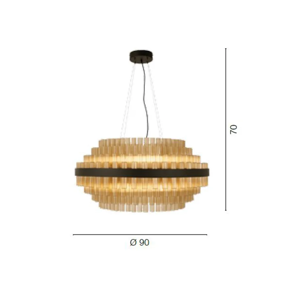 Nowoczesny żyrandol ze szkła dmuchanego i metalu włoskie rękodzieło - Maesta Viadurini