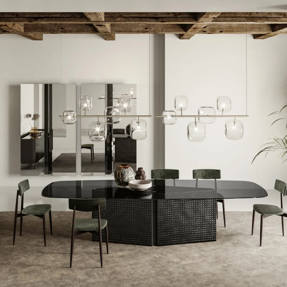 Poziomy żyrandol z metalu i przezroczystego szkła Pyrex - Iperspazio Viadurini