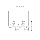Poziomy żyrandol z metalu i przezroczystego szkła Pyrex - Iperspazio Viadurini