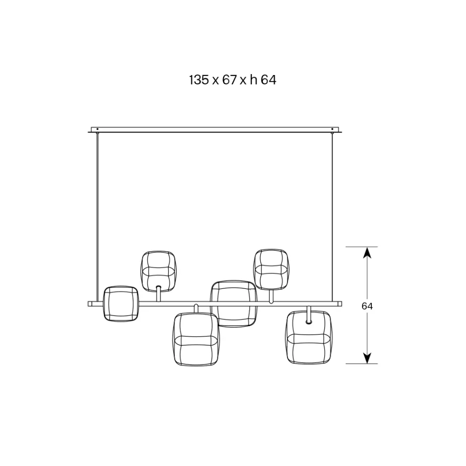 Poziomy żyrandol z metalu i przezroczystego szkła Pyrex - Iperspazio Viadurini