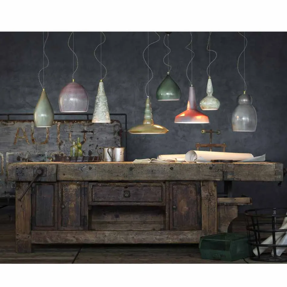 retro żyrandol wykonany ceramiczne zawieszenie Ferroluce Viadurini