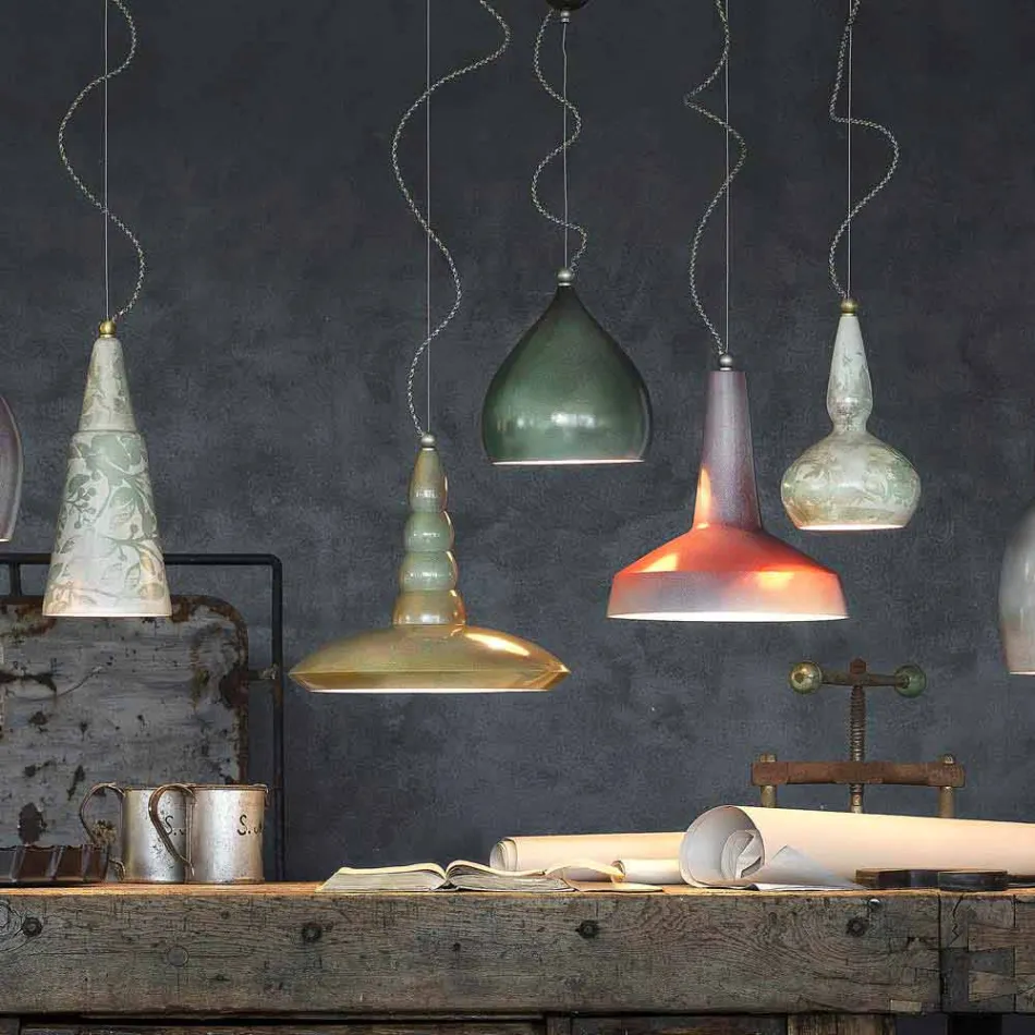 retro żyrandol wykonany ceramiczne zawieszenie Ferroluce Viadurini