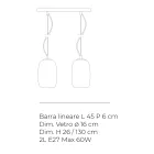 Dwupunktowa lampa wisząca z dmuchanego szkła, wyprodukowana we Włoszech - Soffio Viadurini