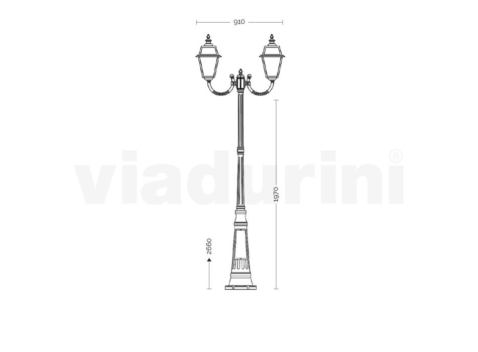 Latarnia 2 lampy z aluminium i szkła w stylu vintage Made in Italy - Vivian Viadurini