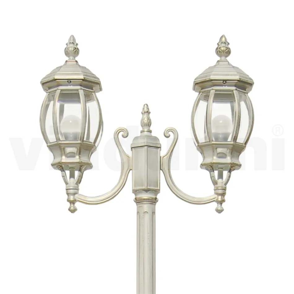 Lamppost 2 Lights Styl Vintage z białego aluminium Wyprodukowano we Włoszech - Dodo Viadurini