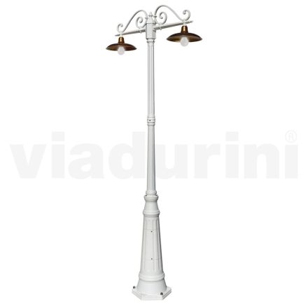 Lampa Post 2 Lights Styl Vintage z aluminium i mosiądzu Made in Italy - Adela Viadurini