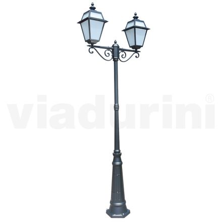 Lamppost 2 Lights Styl Vintage z aluminium i szkła Wyprodukowano we Włoszech - Vivian Viadurini