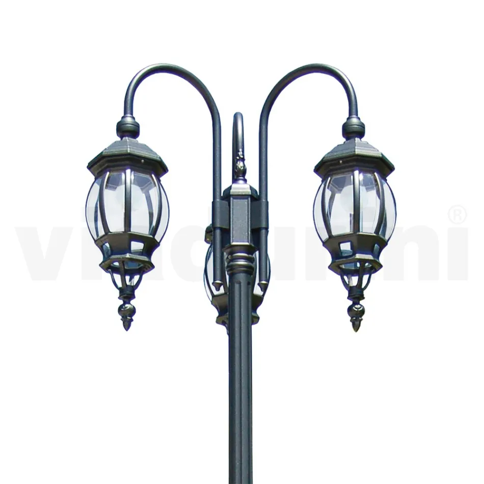 Lamppost 3 Lights Styl Vintage z antracytowego aluminium Made in Italy - Empire Viadurini