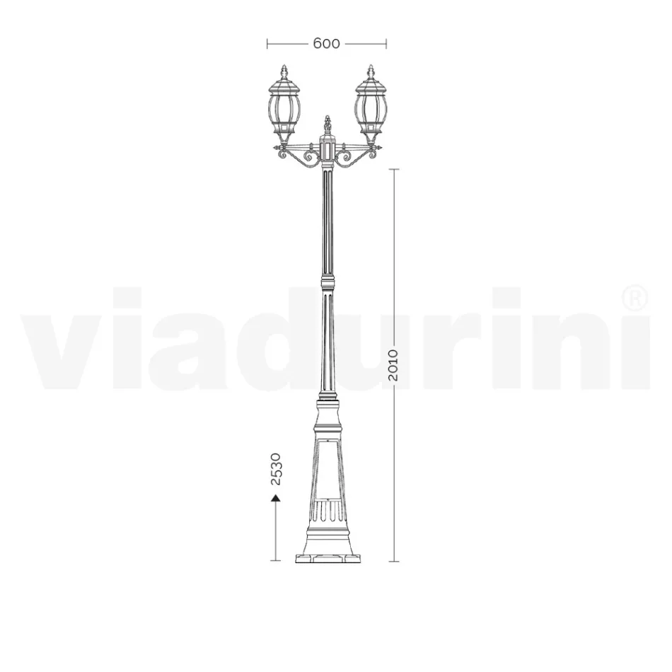 Lamppost 2 Lights Styl Vintage z białego aluminium Wyprodukowano we Włoszech - Dodo Viadurini
