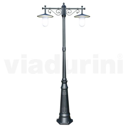 Lamppost 2 Lights Styl Vintage z szarego aluminium Wyprodukowano we Włoszech - Belen Viadurini