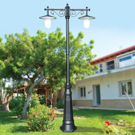 Lamppost 2 Lights Styl Vintage z szarego aluminium Wyprodukowano we Włoszech - Belen Viadurini