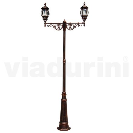 Lamppost 2 Lights Styl Vintage z aluminium Wyprodukowano we Włoszech - Leona Viadurini