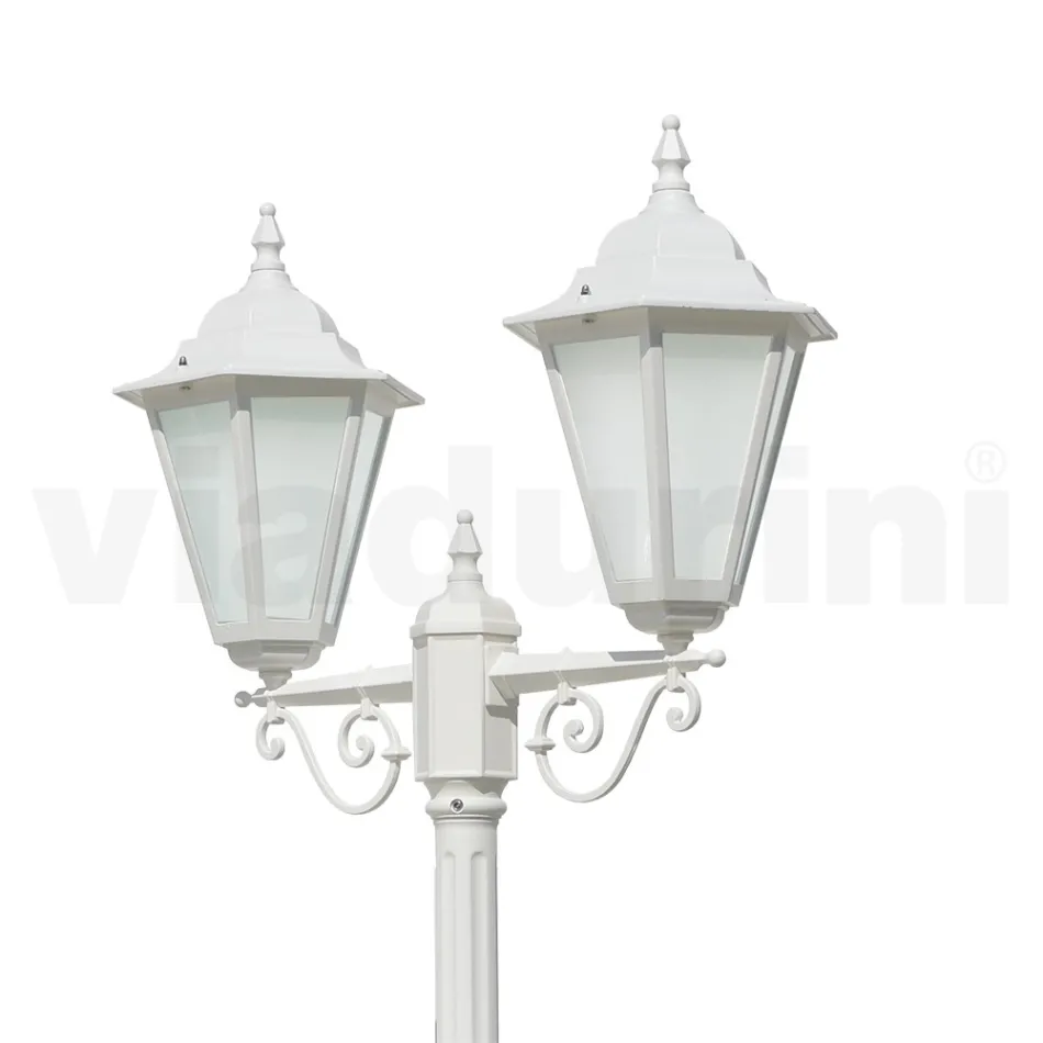 Zabytkowa 2-punktowa lampa z białego aluminium Made in Italy - Terella Viadurini