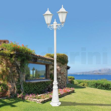 Zabytkowa 2-punktowa lampa z białego aluminium Made in Italy - Terella Viadurini
