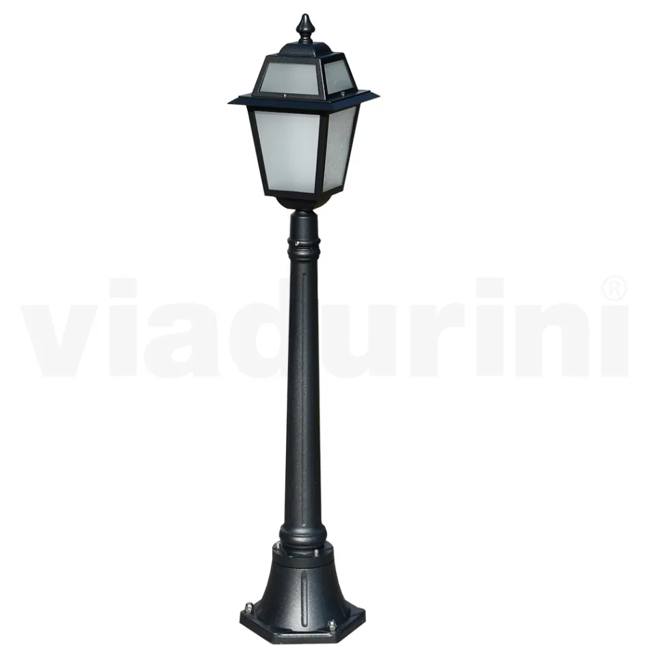 Lampa ogrodowa o wysokości 116 cm z antracytowego aluminium i piaskowanego szkła - Elric Viadurini