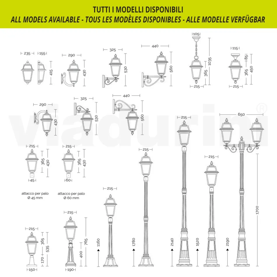 Lampa ogrodowa o wysokości 116 cm z antracytowego aluminium i piaskowanego szkła - Elric Viadurini