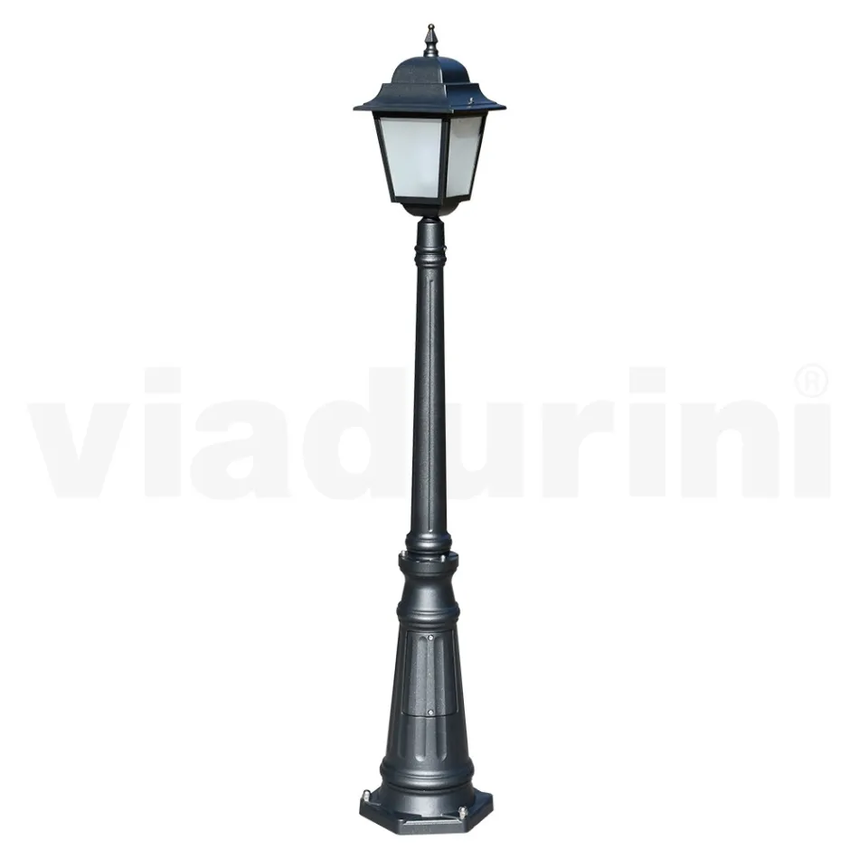 Latarnia uliczna o wysokości 152 cm ze szkła antracytowego i aluminium Made in Italy - Scintilla Viadurini