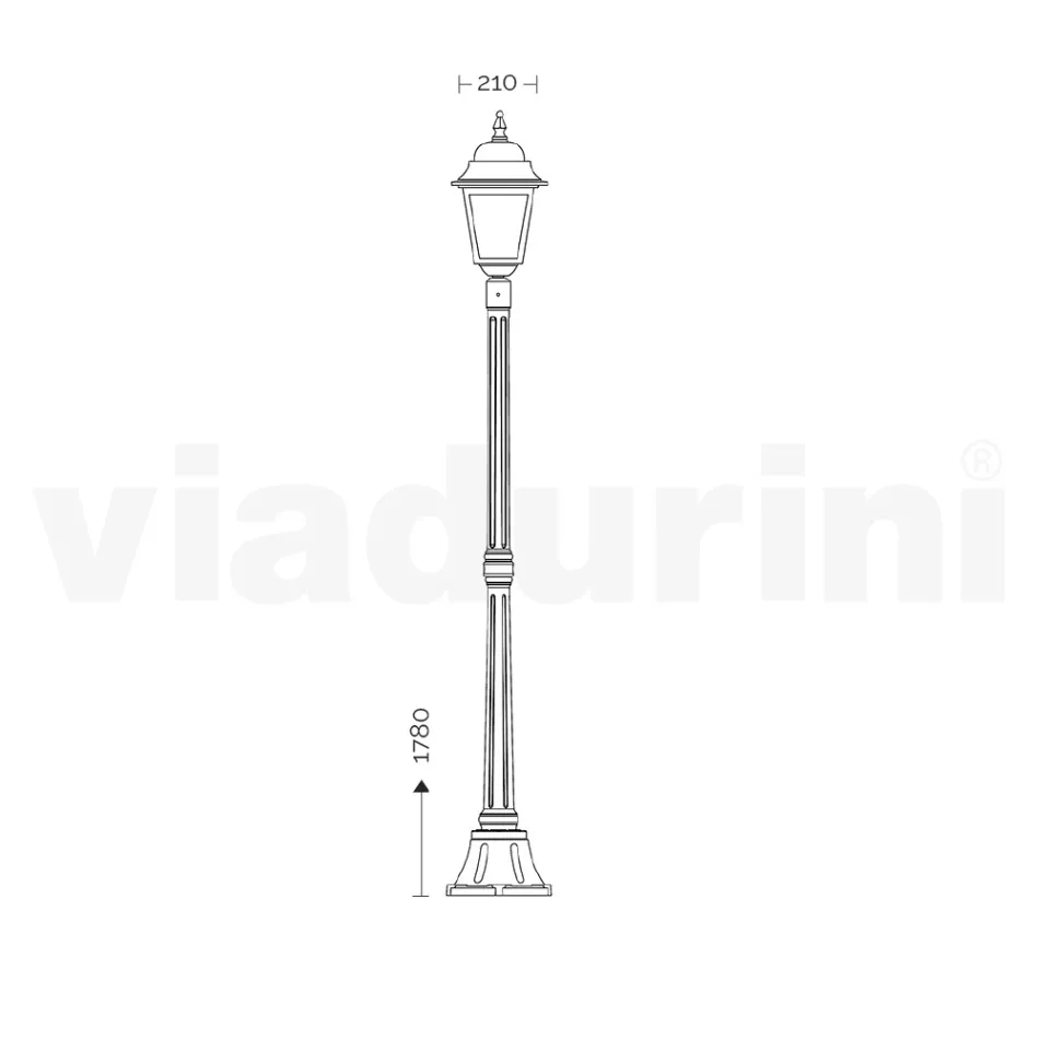 Latarnia uliczna o wysokości 178 cm ze szkła antracytowego i aluminium Made in Italy - Scintilla Viadurini