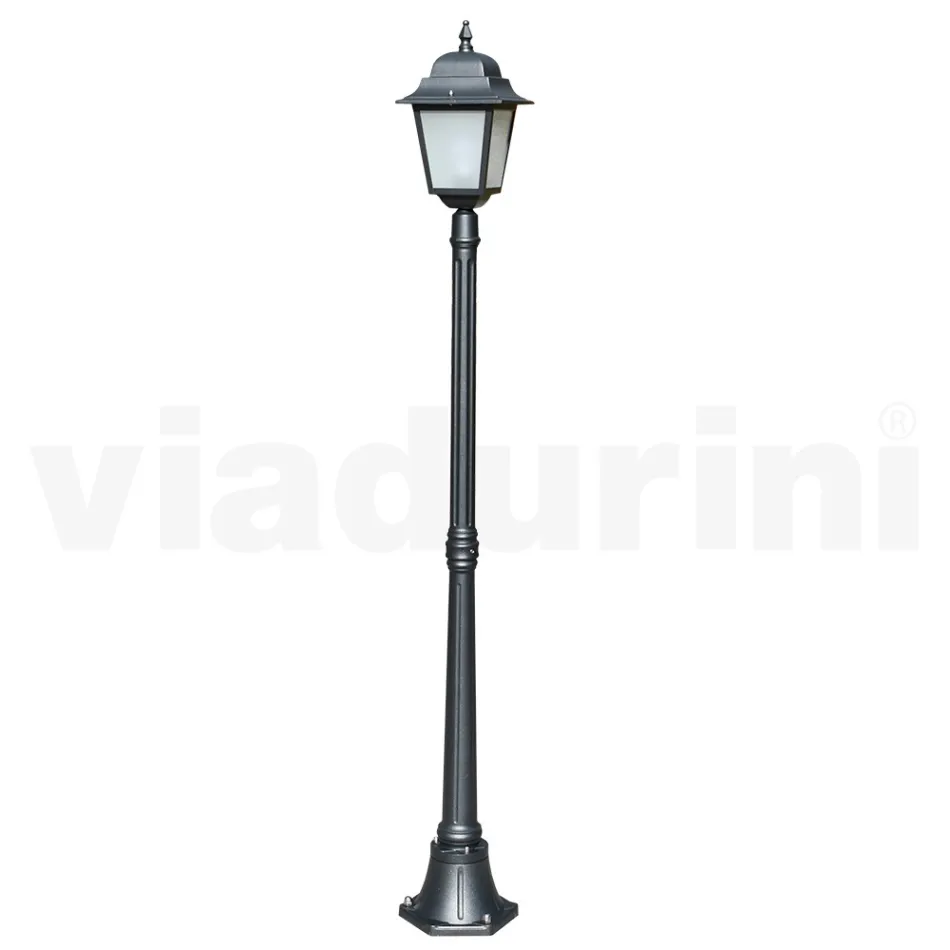 Latarnia uliczna o wysokości 178 cm ze szkła antracytowego i aluminium Made in Italy - Scintilla Viadurini