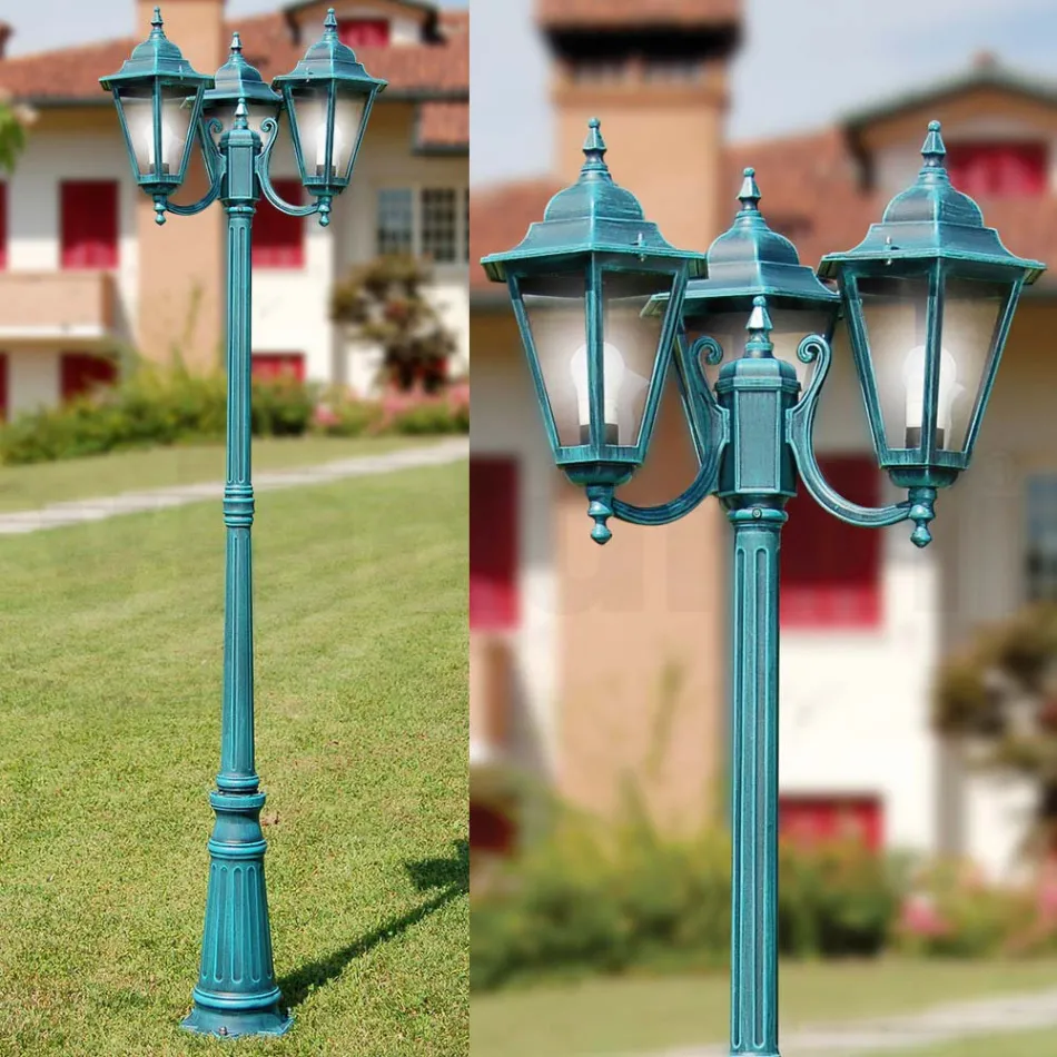 Lampa ogrodowa o wysokości 211 cm ze szkła i 5 wykończeń aluminiowych - Pinako Viadurini