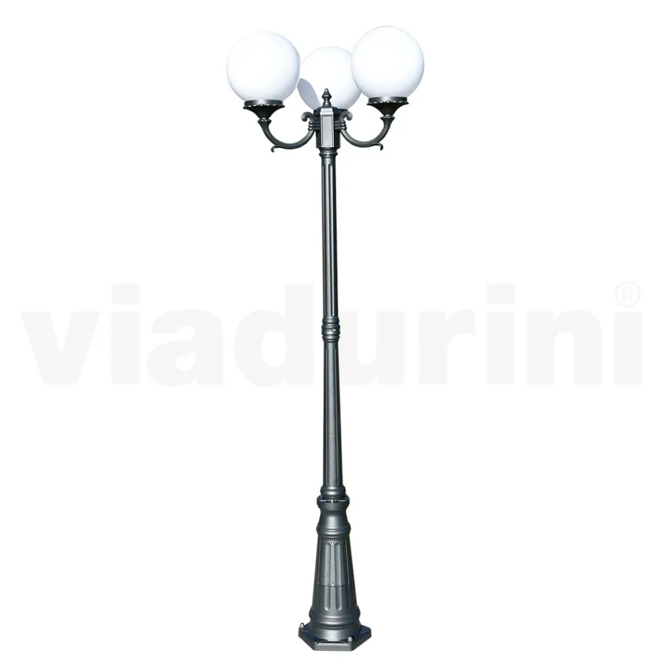 Lampa uliczna o wysokości 212 cm z akrylu i aluminium w kolorze antracytowym Wyprodukowano we Włoszech - Trovaantracite Viadurini