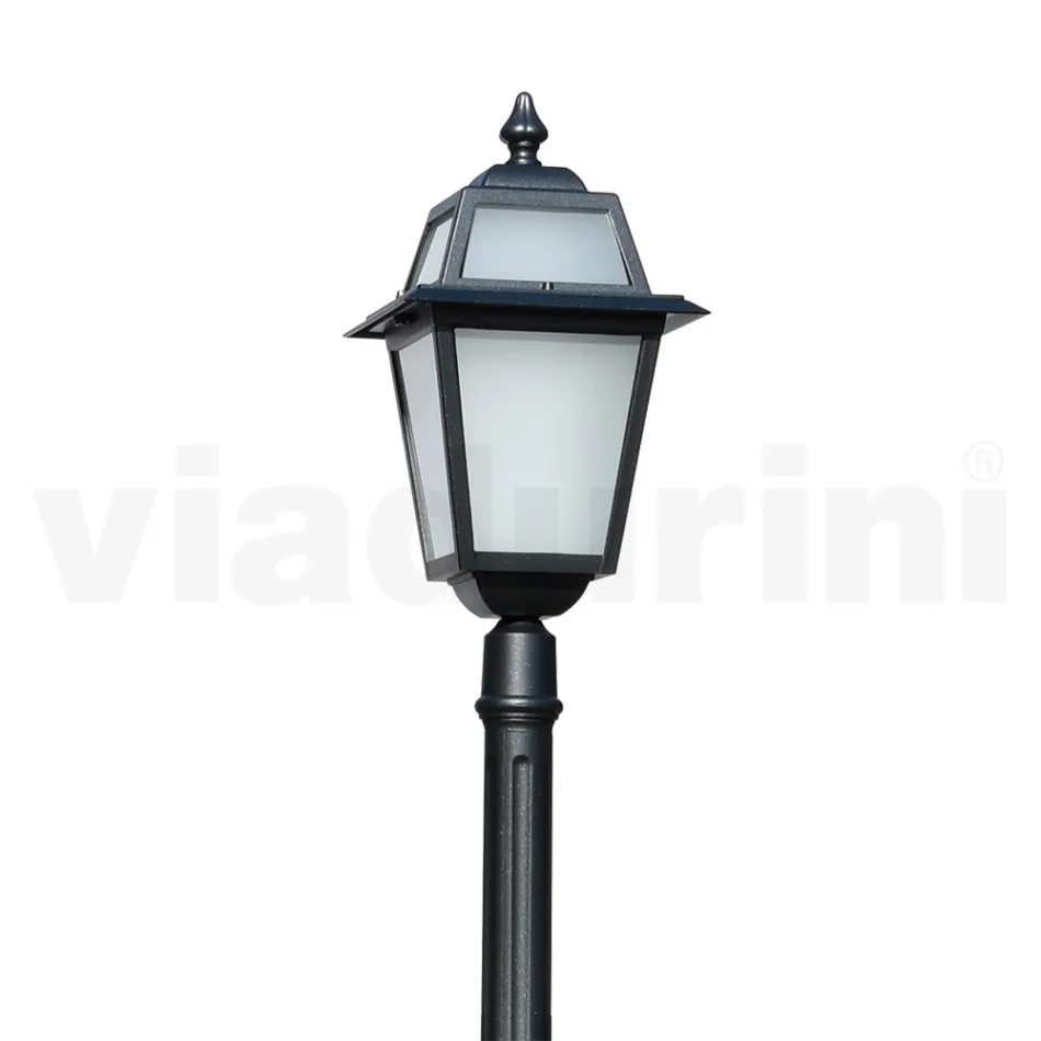 Lampa ogrodowa o wysokości 214 cm z antracytowego aluminium i piaskowanego szkła - Elric Viadurini