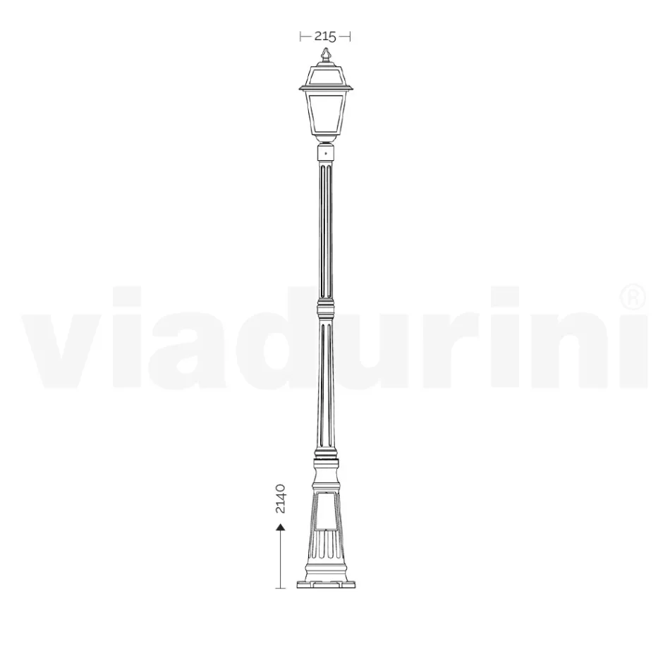 Lampa ogrodowa o wysokości 214 cm z antracytowego aluminium i piaskowanego szkła - Elric Viadurini
