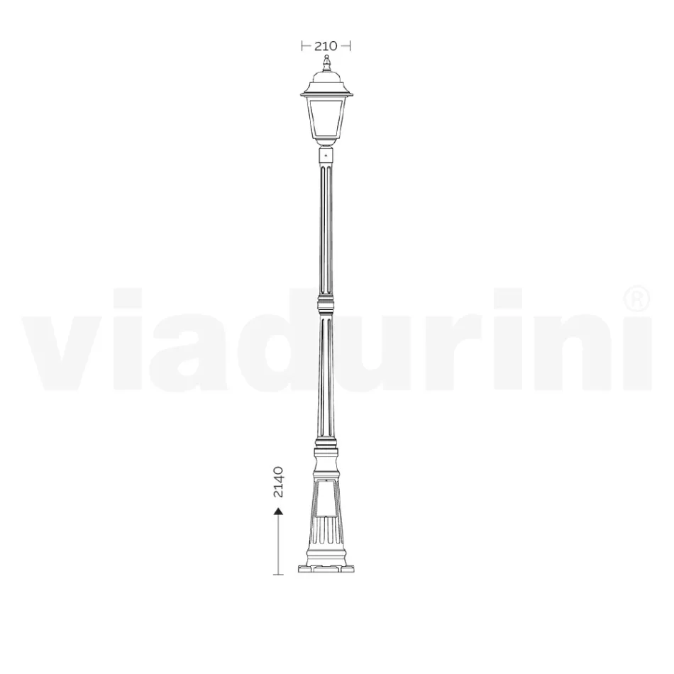 Latarnia uliczna o wysokości 214 cm ze szkła antracytowego i aluminium Made in Italy - Scintilla Viadurini