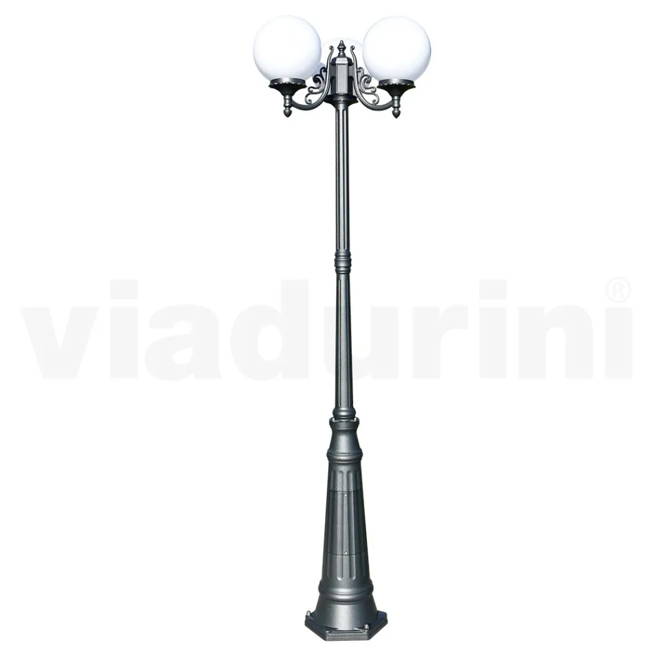 Lampa uliczna o wysokości 230 cm z akrylu i aluminium w kolorze antracytowym Wyprodukowano we Włoszech - Trovaantracite Viadurini
