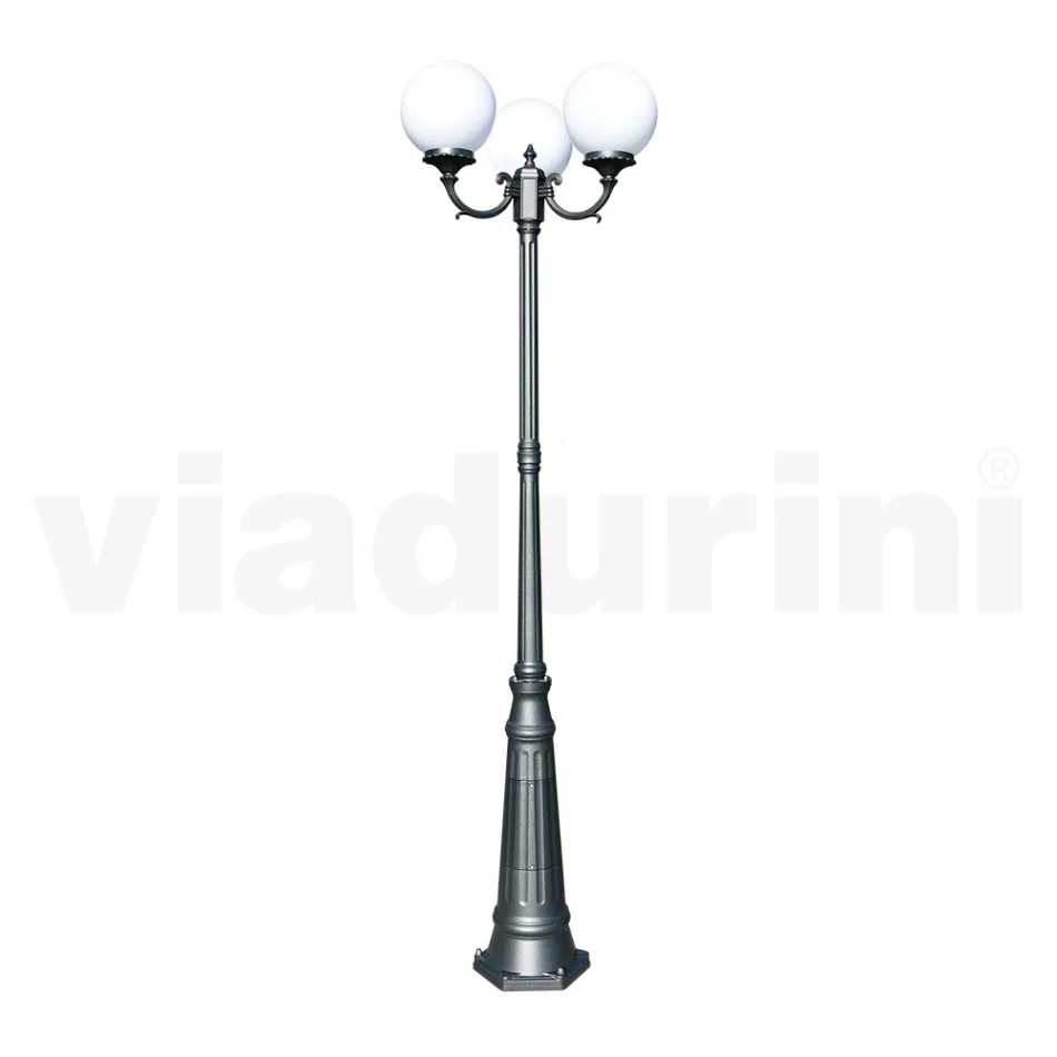 Lampa uliczna o wysokości 242 cm z akrylu i aluminium w kolorze antracytowym Wyprodukowano we Włoszech - Trovaantracite Viadurini