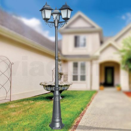 Latarnia uliczna o wysokości 249 cm ze szkła antracytowego i aluminium Made in Italy - Scintilla Viadurini