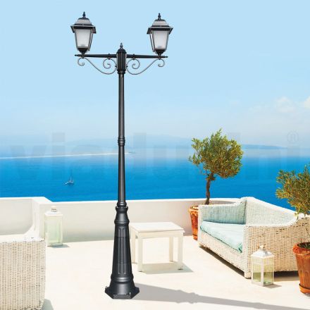 Lampa uliczna o wysokości 255 cm ze szkła antracytowego i aluminium Made in Italy - Scintilla Viadurini