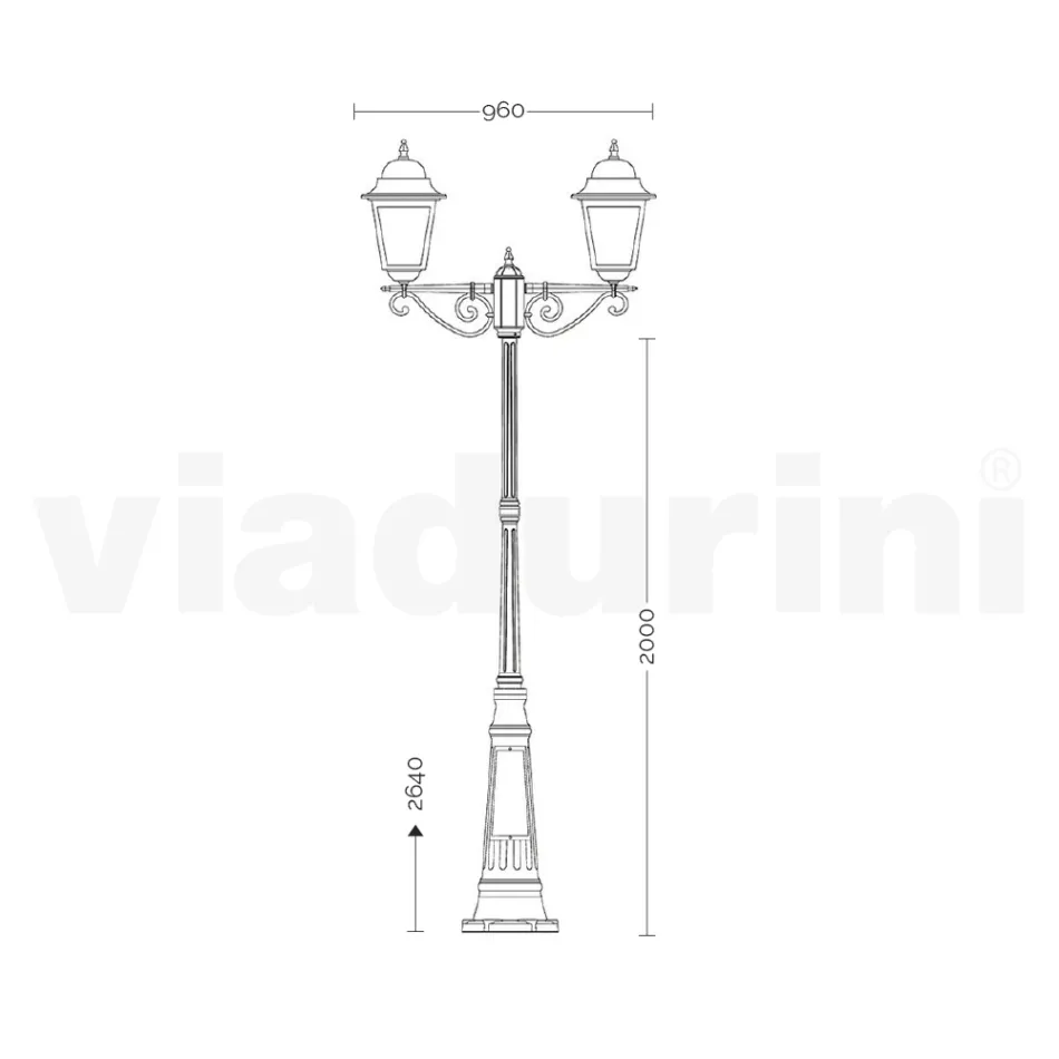 Lampa uliczna ogrodowa o wysokości 264 cm ze szkła i odlewanego ciśnieniowo aluminium - Alchemist Viadurini