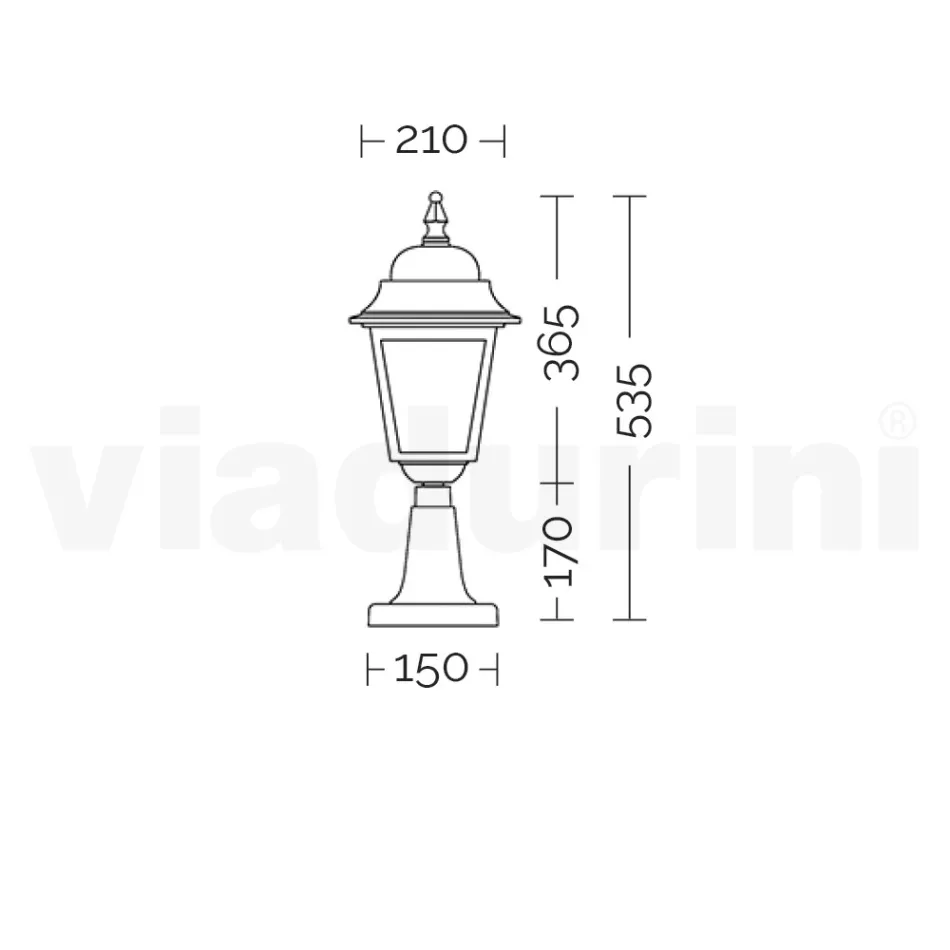 Latarnia uliczna o wysokości 53,5 cm ze szkła antracytowego i aluminium Made in Italy - Scintilla Viadurini