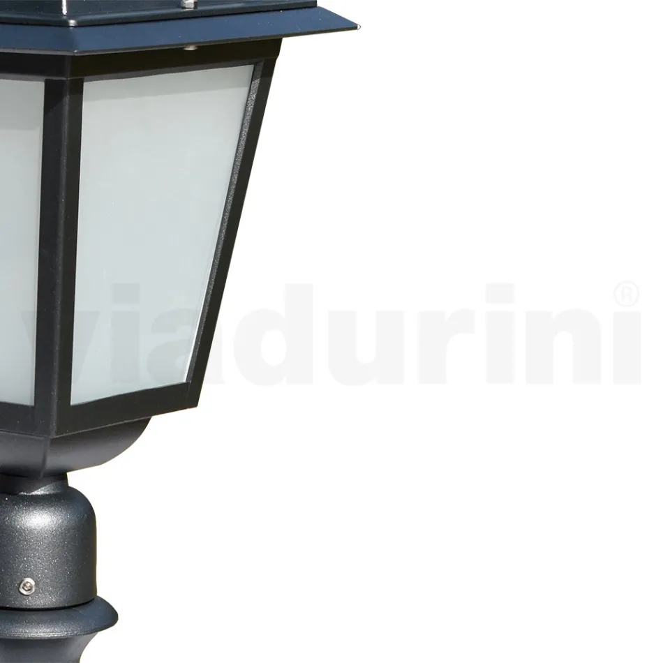 Lampa ogrodowa o wysokości 76,5 cm z antracytowego aluminium i piaskowanego szkła - Elric Viadurini